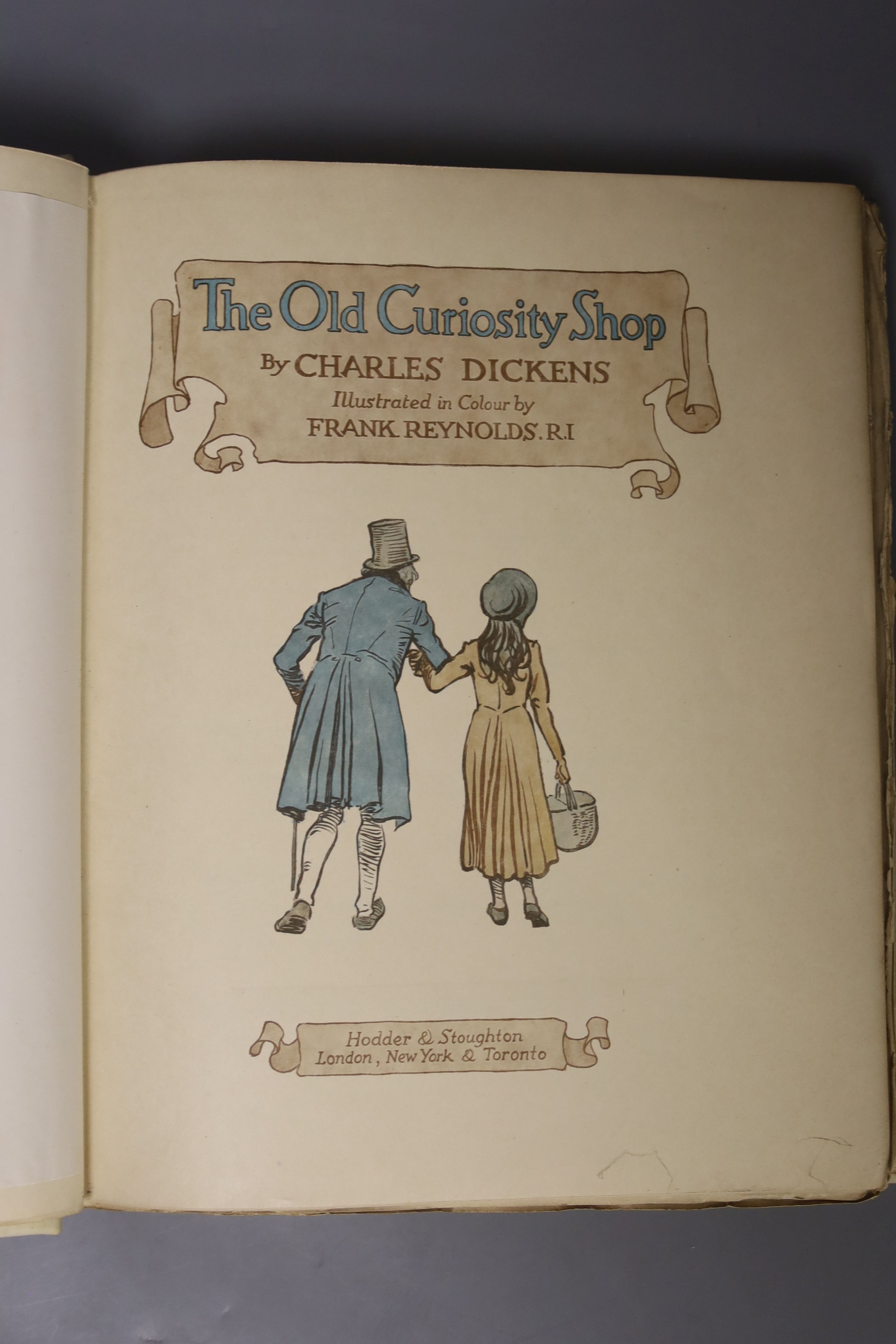 Dickens, Charles - The Old Curiosity Shop, signed and illustrated by Frank Reynolds, quarto, vellum gilt, one of 350, with frontispiece